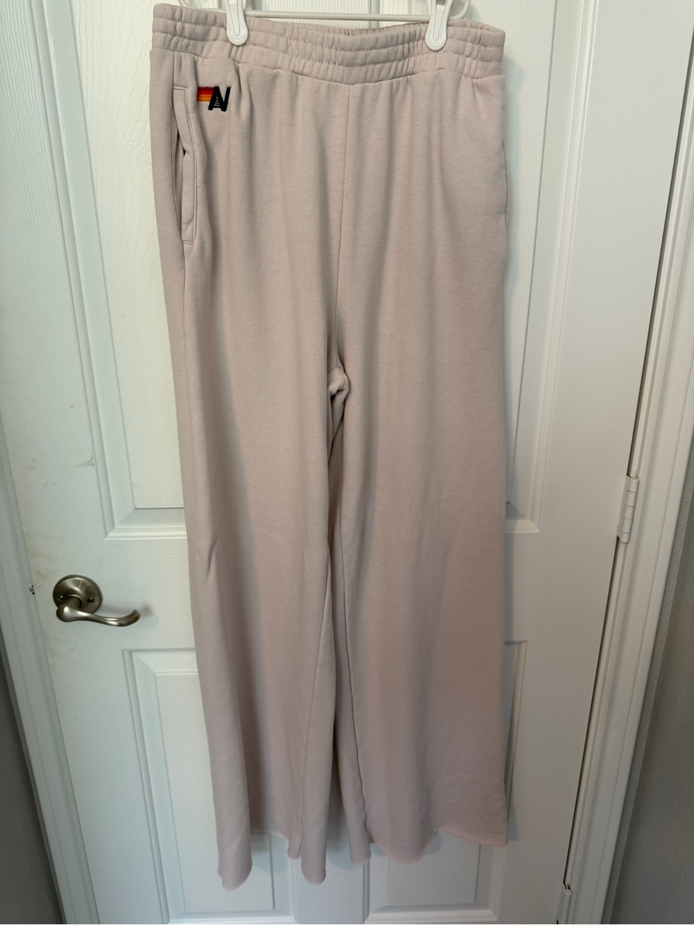 Aviator Nation Wide Leg Pocket Sweatpants in Dove - Women - Picture 3 of 5